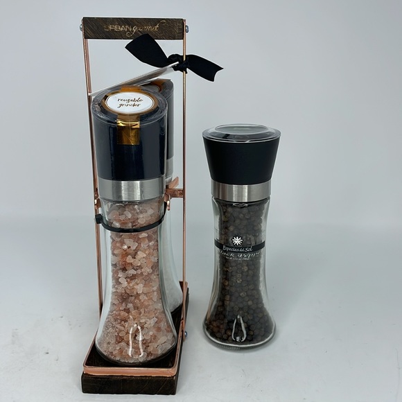NWT Urban Gourmet Salt Caddy Dark Pink & White Himalayan Salt, Black Pepper - Picture 5 of 12